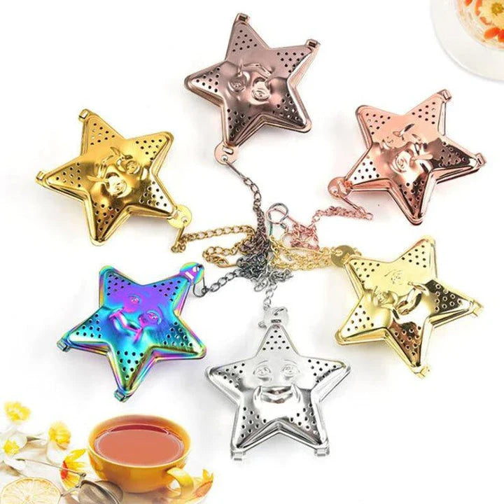Stainless steel star-shaped tea infuser for brewing loose leaf tea