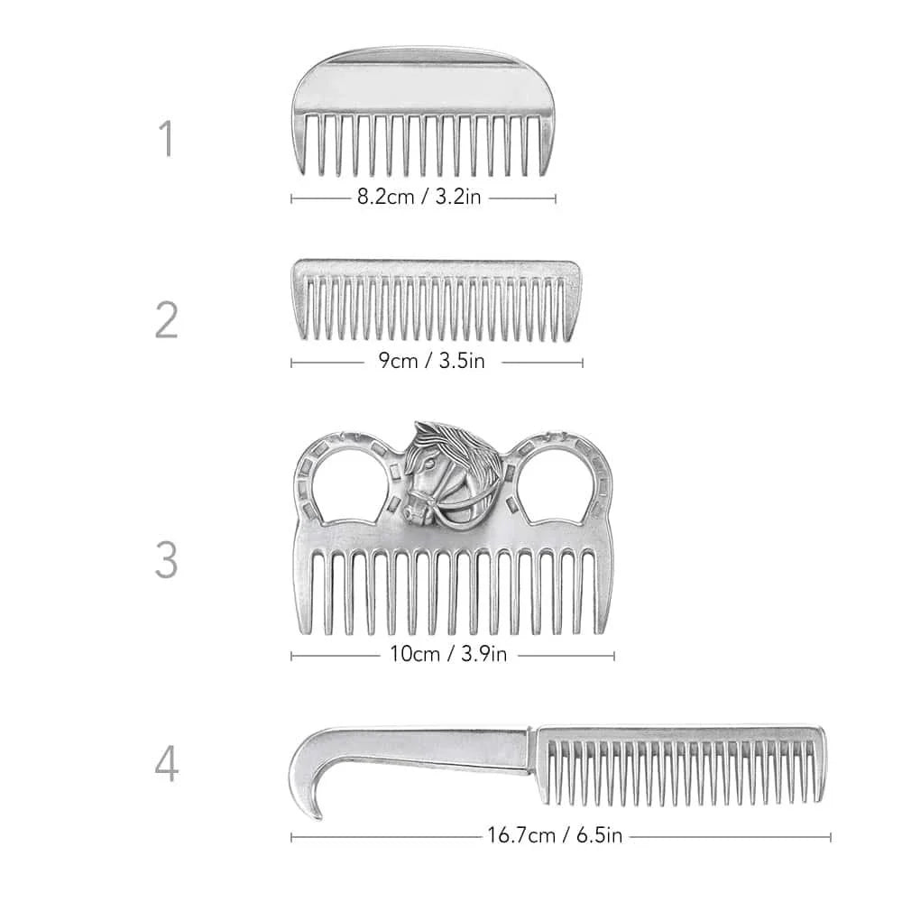 Premium aluminium horse grooming comb with rounded teeth and ergonomic handle for efficient and gentle coat care