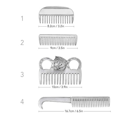 Premium aluminium horse grooming comb with rounded teeth and ergonomic handle for efficient and gentle coat care