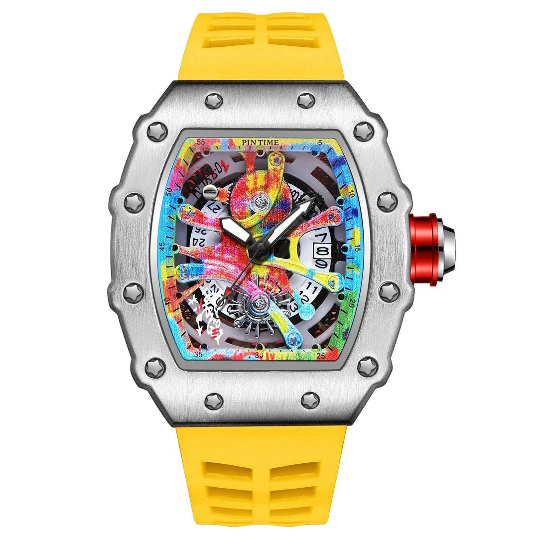 Quartz watch with a captivating tourbillon skeleton design, available in a range of sophisticated colour options
