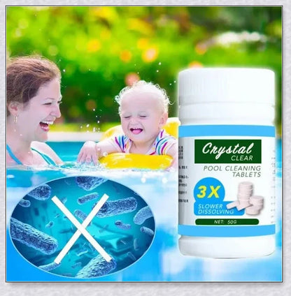 Premium swimming pool cleaning tablets that effectively eliminate bacteria, control algae, and protect against UV rays for a crystal clear, safe pool experience.