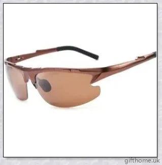 Pair of premium aluminium-magnesium polarised driving sunglasses in black, silver, and gold colours