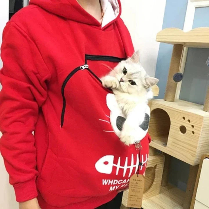 Cosy cat lovers hoodie with soft polyester construction and paw print designs