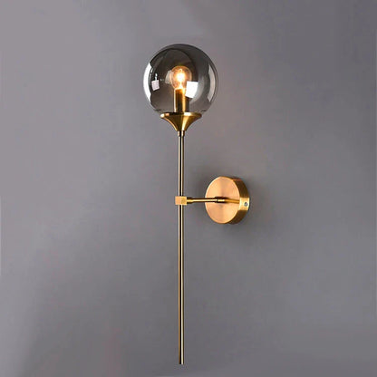 Elegant Nordic-inspired LED wall lamp with a sleek glass shade and sturdy iron body, providing warm and energy-efficient lighting for modern homes.