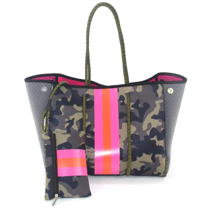 A neoprene beach bag in a stylish design, perfect for British summer adventures at the coast
