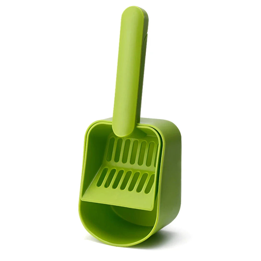 Premium Plastic Cat Litter Scoop with Self-Cleaning Base for Effortless Litter Box Cleaning