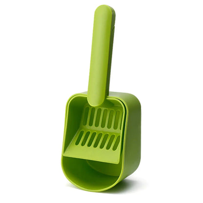 Premium Plastic Cat Litter Scoop with Self-Cleaning Base for Effortless Litter Box Cleaning