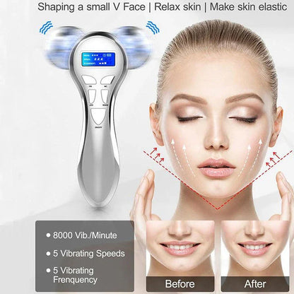 Premium 4D microcurrent facial roller for skin tightening, wrinkle reduction, and rejuvenation