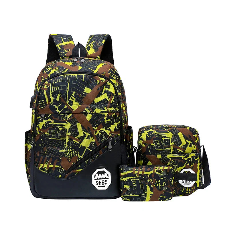 Premium nylon backpack with floral design, versatile 3-in-1 schoolbag for everyday use in the UK