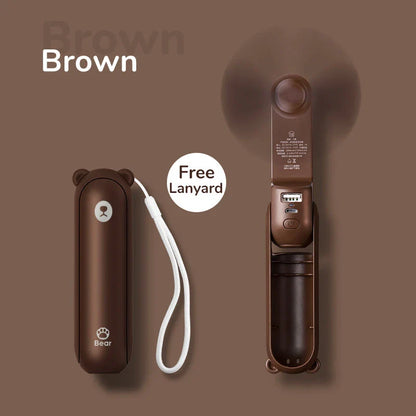 Portable Mini Handheld Fan with 4500mAh battery, 3 speed settings, power bank, and flashlight