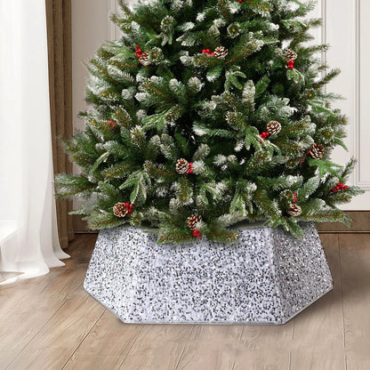 Shimmering sequin Christmas tree skirt in a range of festive colours, adding elegance and sophistication to holiday decor
