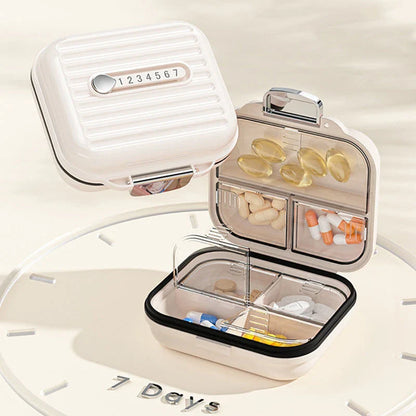Premium waterproof weekly pill organiser with seven secure compartments for organised medication management