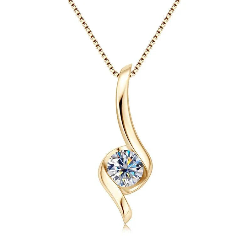Elegant sterling silver diamond-inspired necklace with a sleek, geometric design