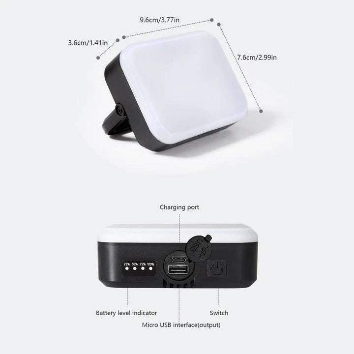 A versatile LED camping lantern with various lighting modes and a magnetic base, perfect for outdoor adventures and emergency situations.