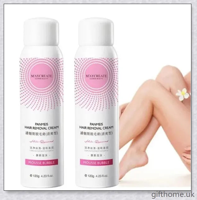 100% Natural Hair Removal Spray that gently dissolves unwanted body hair, leaving skin soft and smooth