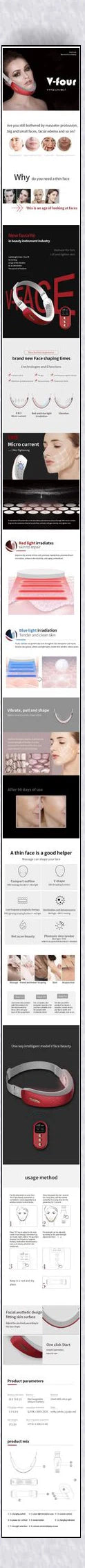 V-Line Face Slimming & Lifting Massager with LED light therapy, EMS massage, and infrared heating for skin tightening and double chin reduction