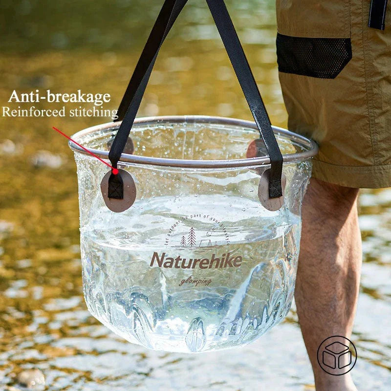 Premium portable transparent folding bucket for outdoor adventures, camping, and household tasks