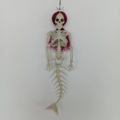 Mermaid bone pendant decoration in brown, dark purple, burgundy, and lake blue colours, ideal for Halloween outdoor courtyard displays