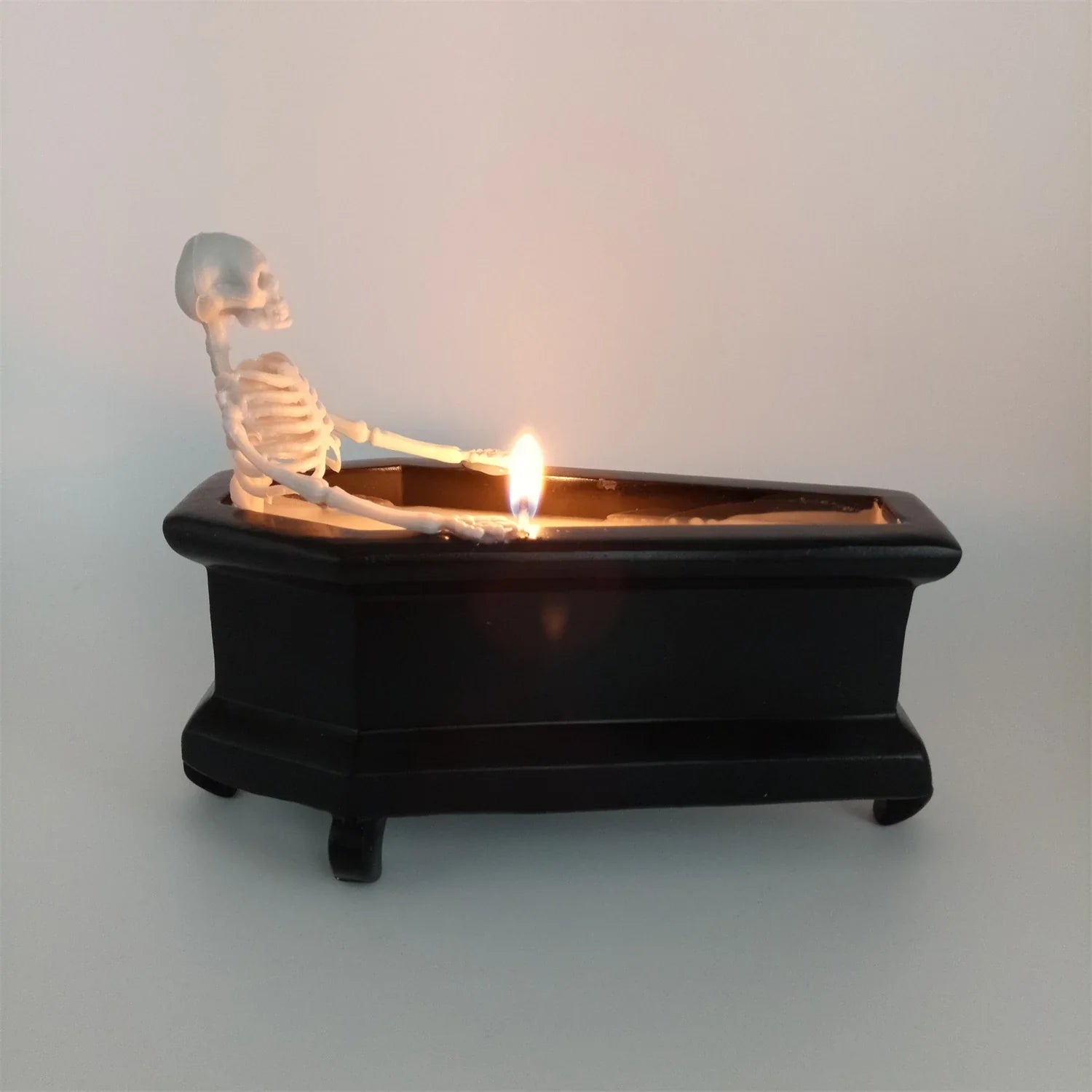 Meticulously crafted resin and wax Bubble Bath Skeleton Halloween decoration with enchanting details