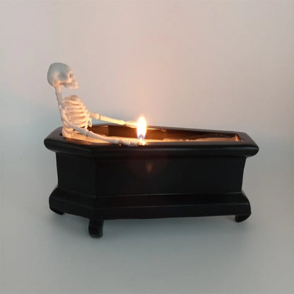 Meticulously crafted resin and wax Bubble Bath Skeleton Halloween decoration with enchanting details