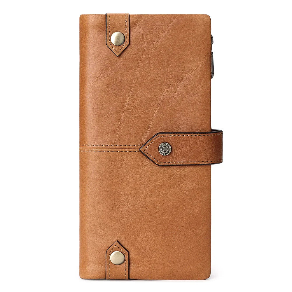 Premium British leather wallet in red, black, and brown colours with a minimalist, sophisticated design