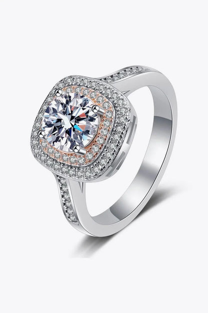 Elegant moissanite ring in 925 sterling silver with rhodium plating and zircon accents, designed for everyday sophistication.