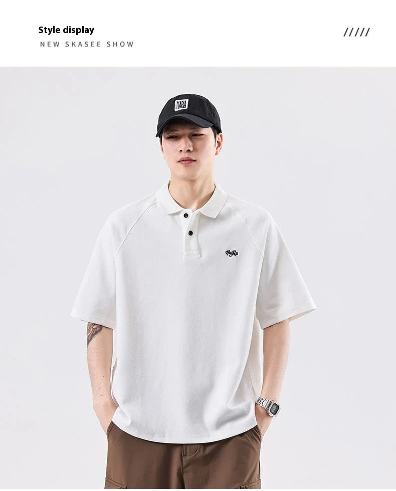 Stylish everyday raglan t-shirt for men in white, dark brown, and melange grey colours