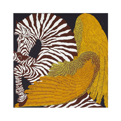 Luxurious 90cm silk square scarf with a winged horse design, perfect for any occasion