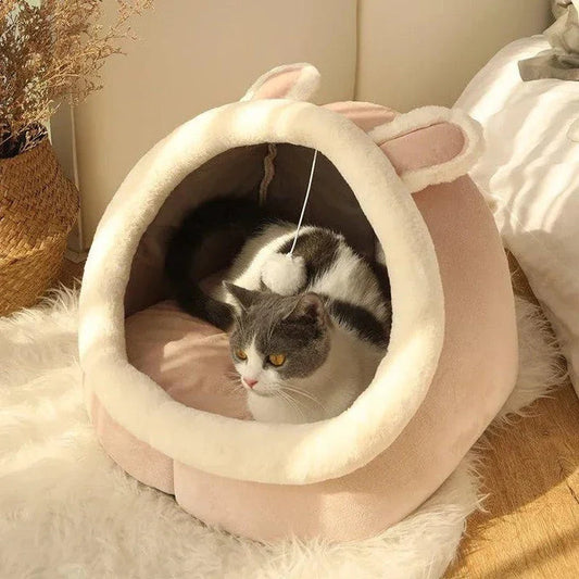 Cosy Feline Nest: Premium cotton cat bed with supportive foam cushions for ultimate comfort and relaxation