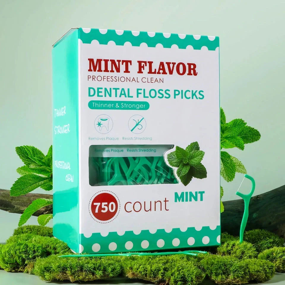 Premium mint-infused dental floss sticks for thorough interdental cleaning and fresh breath on the go
