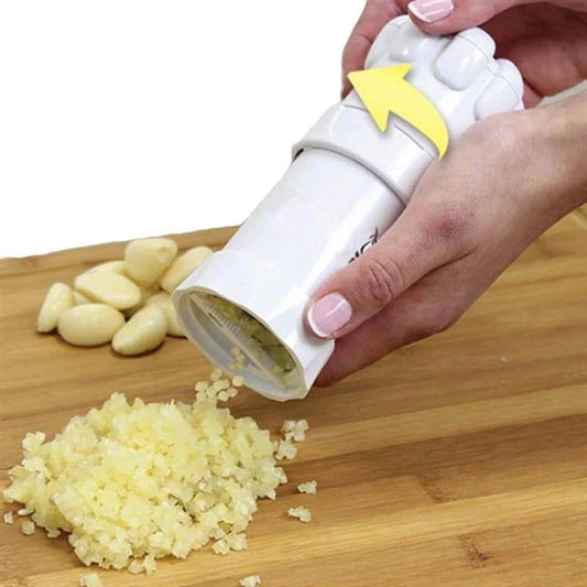 Premium stainless steel garlic press with removable chamber for easy cleaning and effortless garlic crushing