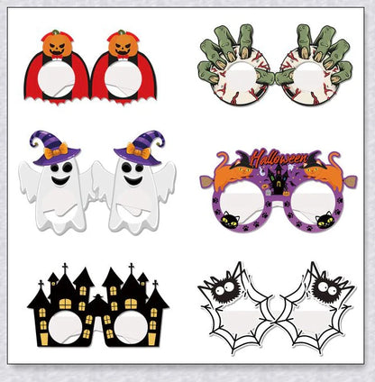 Partyboo Halloween Party Paper Glasses with pumpkin, bat, and spider web designs