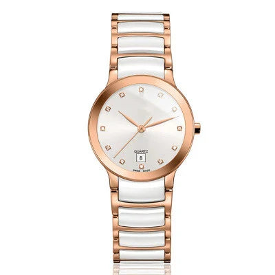 Trendha Digital Scale and Classic Ceramic Watch with Calendar in Rose Gold, Silver, and Rose Gold Classic Colours
