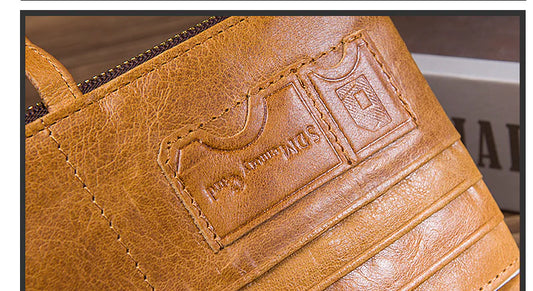 Trendha Premium Cowhide Leather Wallet with Multiple Card Slots and Secure Zipper Compartment