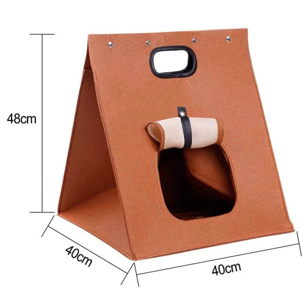 Cosy foldable cat bed with plush interior and stylish brown colour for year-round comfort and luxury