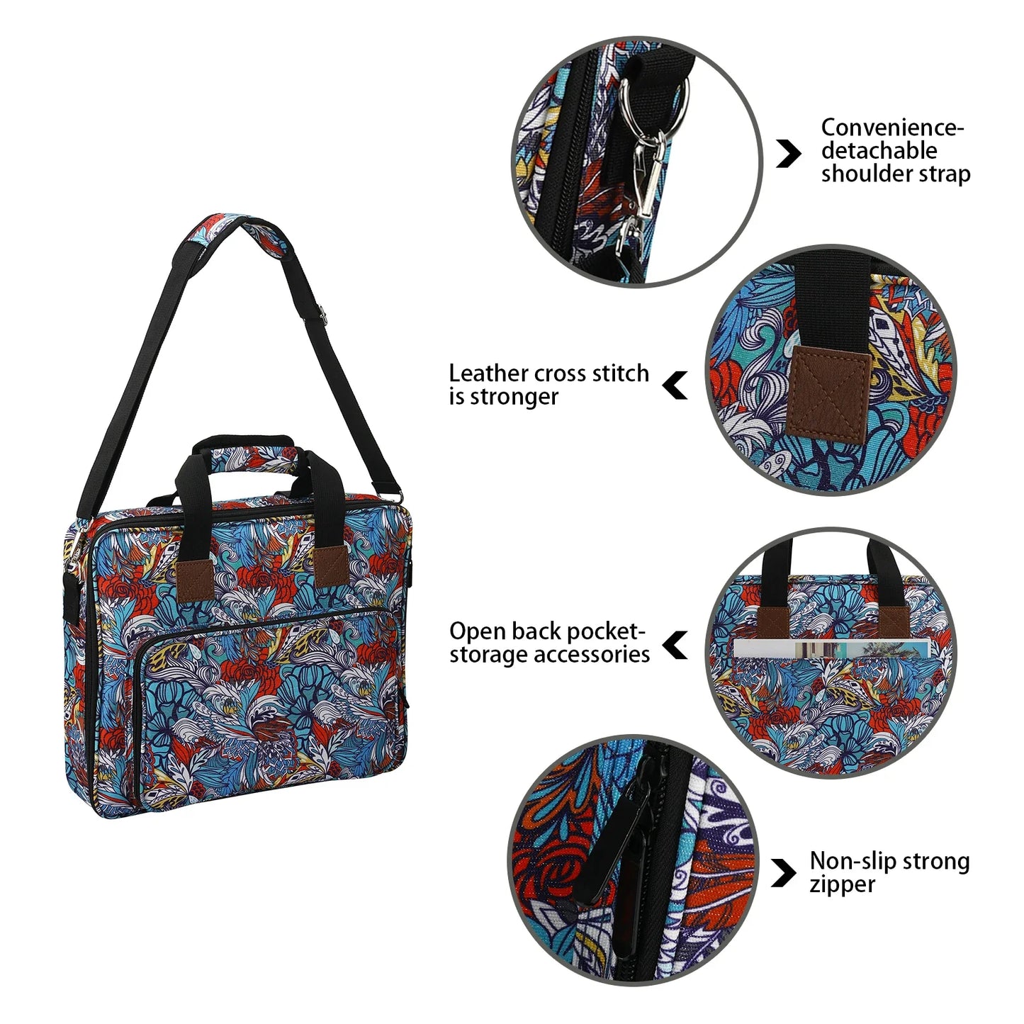 Ethnic Crochet Accessories Storage Bag in Cube Shape, Crafted from Durable 600D Oxford Cloth