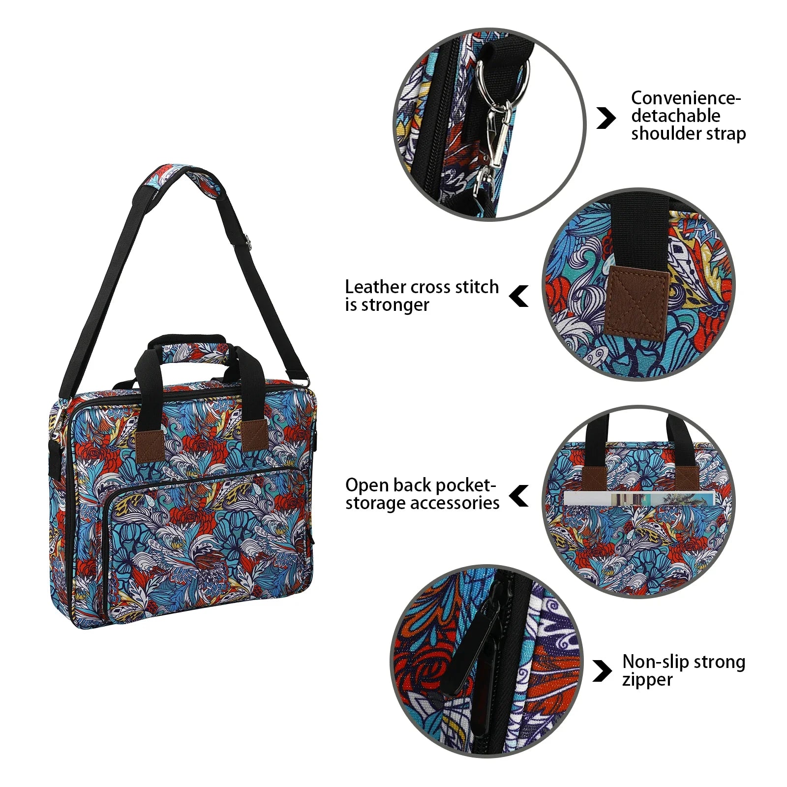Ethnic Crochet Accessories Storage Bag in Cube Shape, Crafted from Durable 600D Oxford Cloth