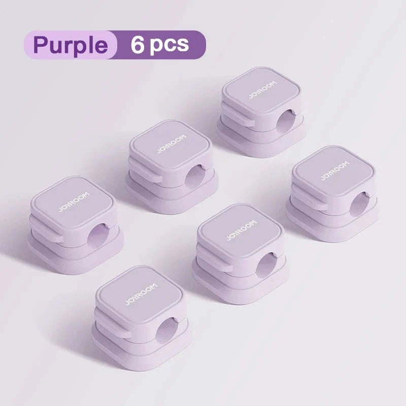 6-pack magnetic cable clips organiser with adjustable cord holder for desk, car, and home use