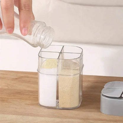 Versatile 4-in-1 Camping Seasoning Shaker with four separate compartments for organising spices and seasonings
