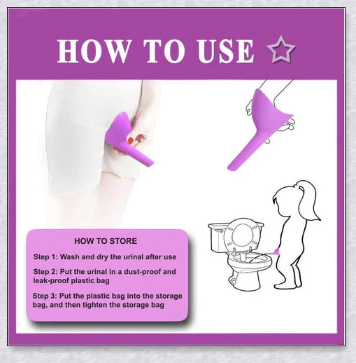 Premium No-Squat Female Urinal - Discreet, Reusable & Splash-Proof (3 Pack)