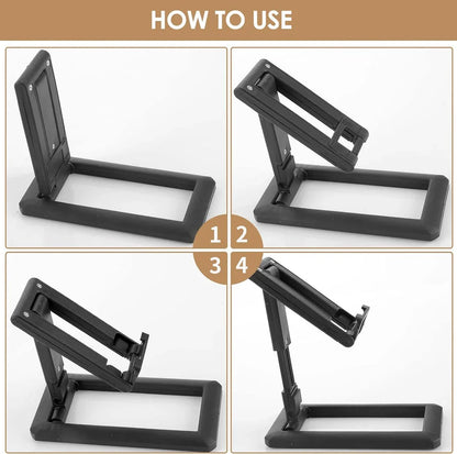 Adjustable and foldable phone stand in pink colour, providing hands-free convenience for work, entertainment, and on-the-go use