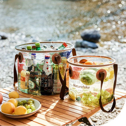 Premium portable transparent folding bucket for outdoor adventures, camping, and household tasks