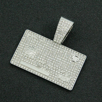 Men's Cuban Link Necklace with Geometric Hexagon Pendant and Subtle Diamond Inlay