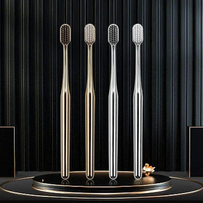 Elegant gold and silver toothbrush with soft bristles for superior dental hygiene