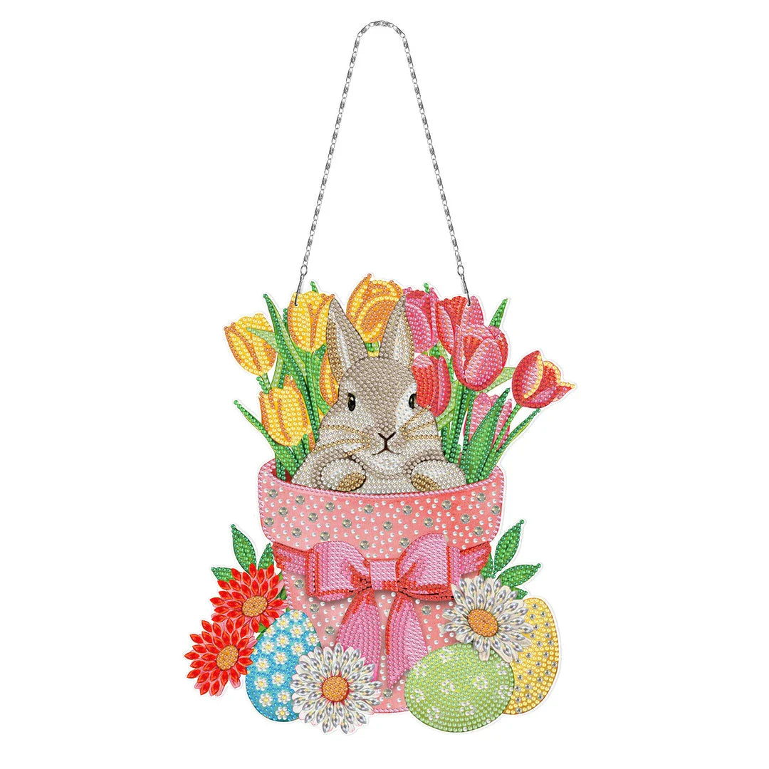 Premium PVC Easter bunny decorative hanging wall art for DIY diamond painting