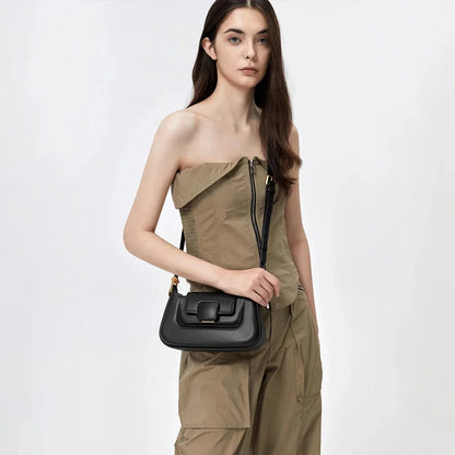 Sophisticated silk-lined TPU crossbody baguette bag in green, black, and navy colours