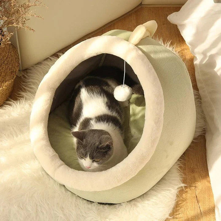 Cosy Feline Nest: Premium cotton cat bed with supportive foam cushions for ultimate comfort and relaxation