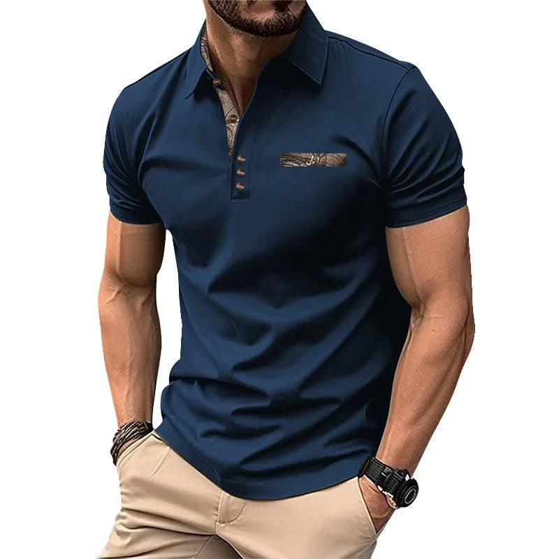 Premium short-sleeve sports shirt for men, featuring a button-down design and breathable, durable polyester fabric