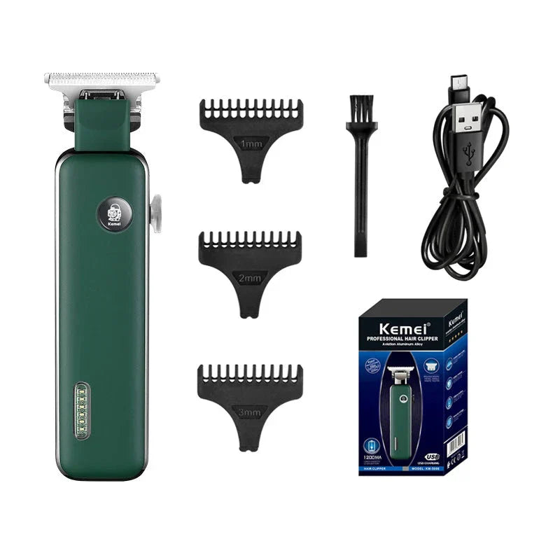 Kemei USB Electric Hair Clippers Trimmers with Stainless Steel Blades, Adjustable Cutting Lengths, and Cordless Rechargeable Design