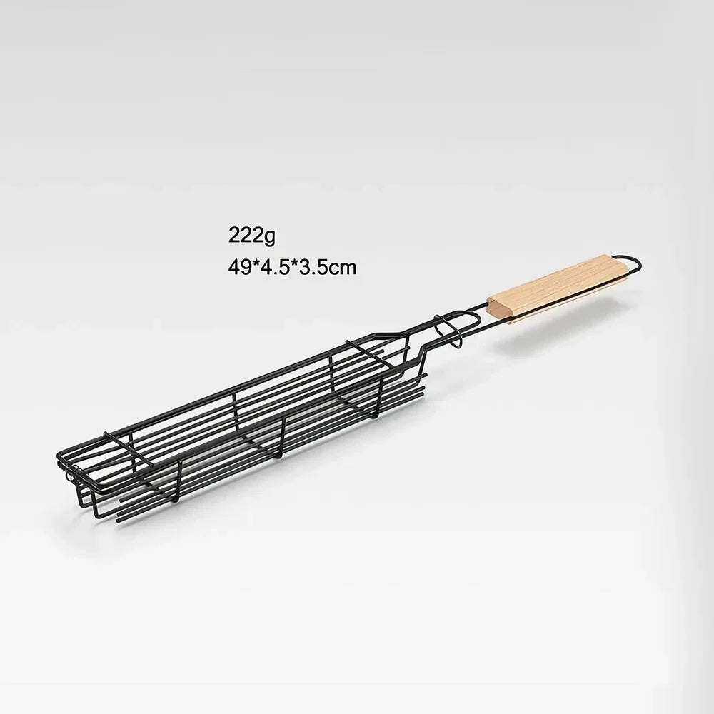 Premium Outdoor Barbecue Tool with Wooden Handle for Perfectly Grilled Meats, Vegetables, and Seafood